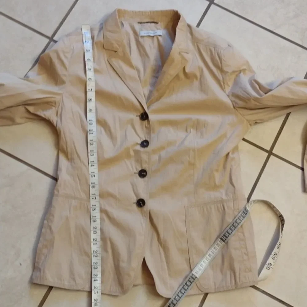 Rene Lezard cotton blend fitted blazer jacket cream color with buttons size 6 - Picture 9 of 10